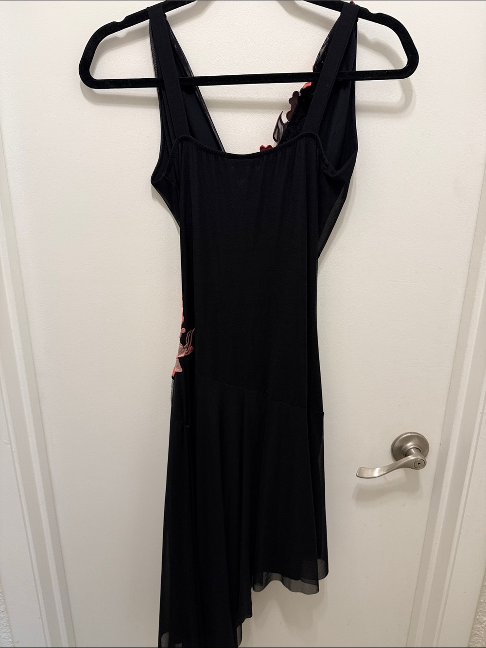Ema Savahl Vintage Black Pink Floral Applique Mesh Dress - Picture 7 of 7